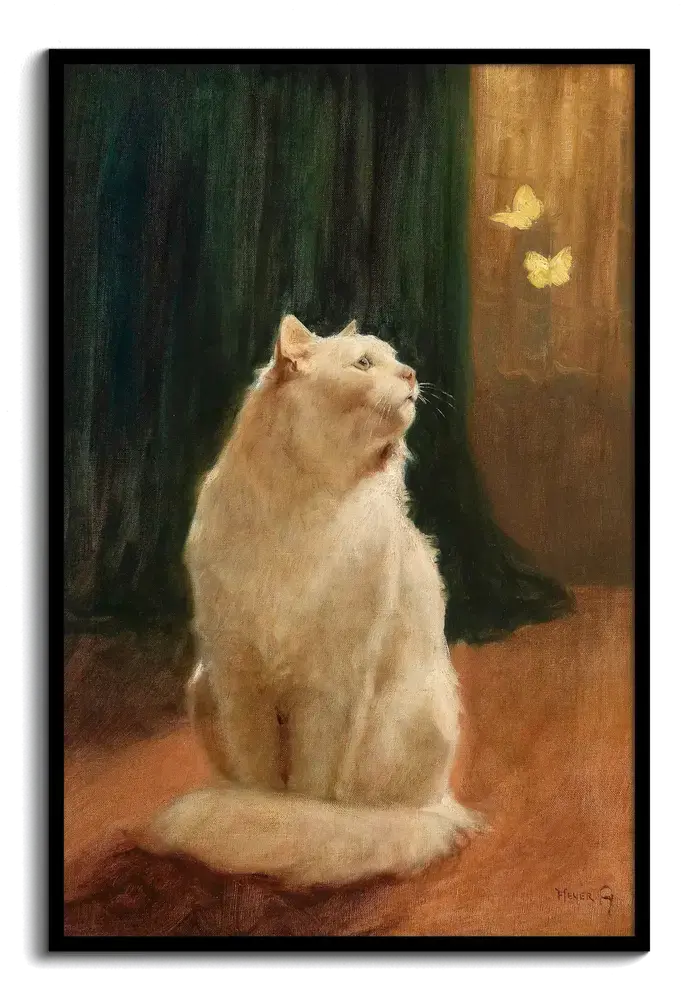 Kunstdruck Weisse Katze & Schmetterlinge, Bonnard