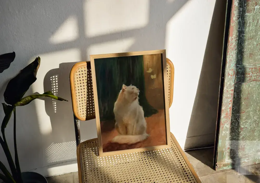 Kunstdruck Weisse Katze & Schmetterlinge, Bonnard