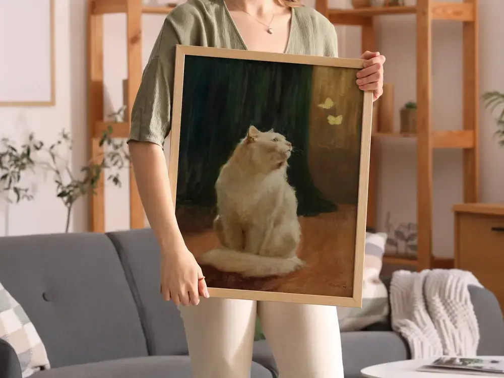 Kunstdruck Weisse Katze & Schmetterlinge, Bonnard