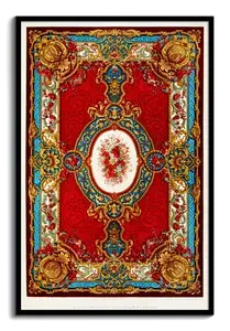 Kunstdruck Axminster-Teppich – viktorianisch rot-gold-blau mit Blüten, bestell jetzt