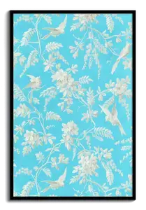 Vögel & Blüten auf Türkis – Kunstdruck jetzt online bestellen