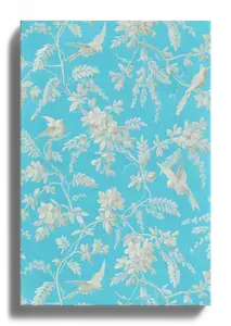 Bird & Floral Pattern Art Print on Aqua Blue - order yours now