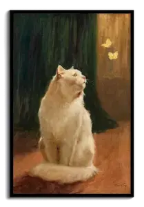 Kunstdruck Weiße Katze & Schmetterlinge, Bonnard