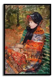 Mary Cassatt wall art print - Order your autumn bench portrait in red shawl