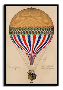 French Tricolor Balloon Poster – Order your vintage Paris hot air balloon art print now