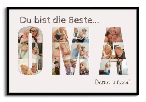 Fotocollage OMA aus 13 Fotos mit Spruch