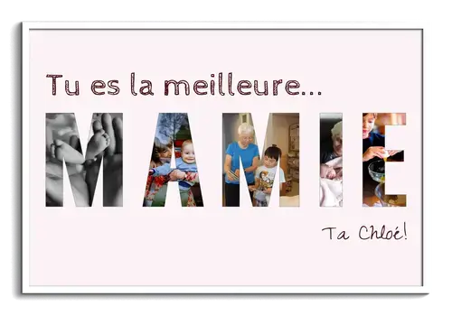 Collage "MAMIE" personnalisée avec 13 photos