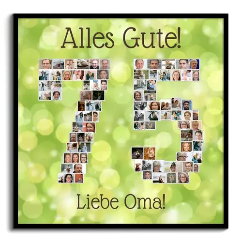 Personalisierte Fotocollage Zahl „75“ Geburtstagsgeschenk