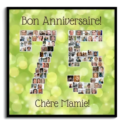 Collage personnalisée 75e anniversaire - fond vert