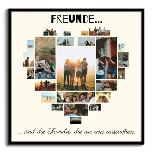 Herzcollage Leinwand "Freunde sind Familie"