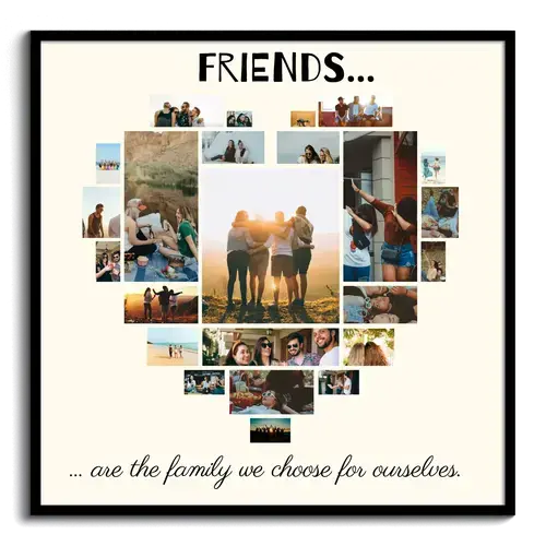 Heart Collage Canvas: Friendship Photo Gift