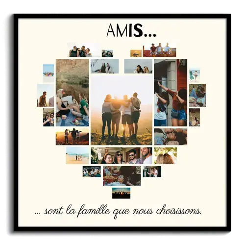 Collage cœur en toile - Cadeau photo personnalisé