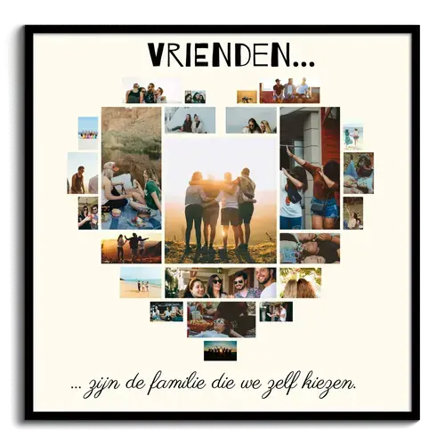 Persoonlijke Fotocollage Hart met Vrienden op Canvas