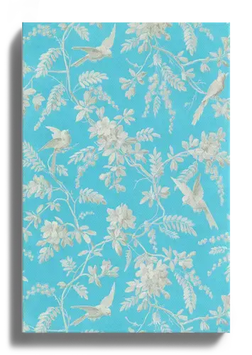 Cream Birds and Floral Pattern on Aqua Art Print