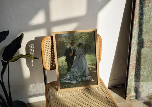 Impressionist Couple in Sunlit Garden - Art Print