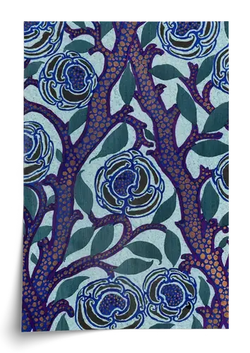 Émile-Allain Séguy Blue Floral Pattern Art Print