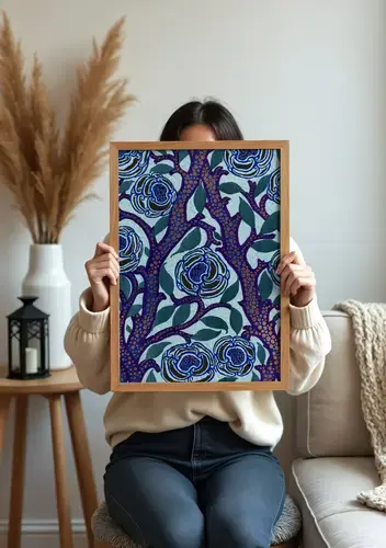 Émile-Allain Séguy Blue Floral Pattern Art Print