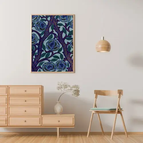 Émile-Allain Séguy Blue Floral Pattern Art Print