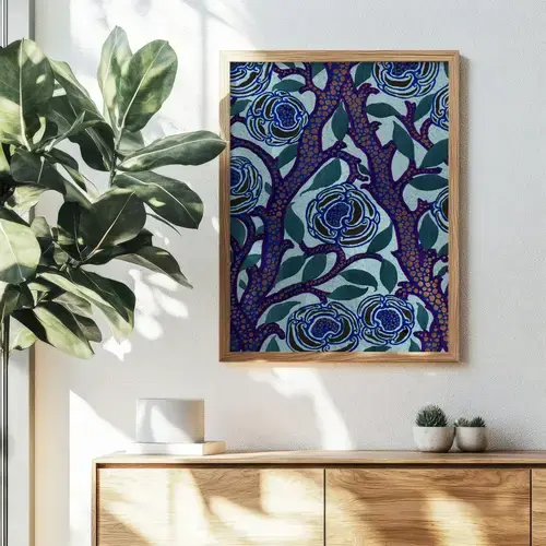 Émile-Allain Séguy Blue Floral Pattern Art Print