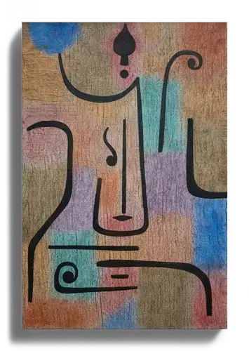 Paul Klee Abstract Face on Color Blocks Art Print