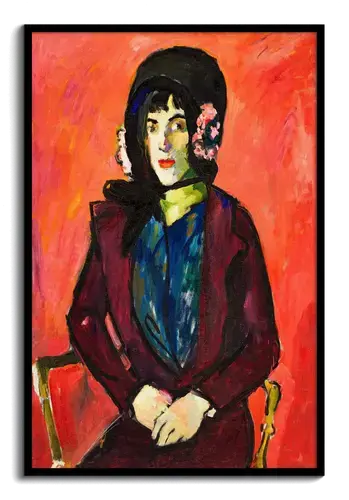 Seated Woman in Black Bonnet – Art Print