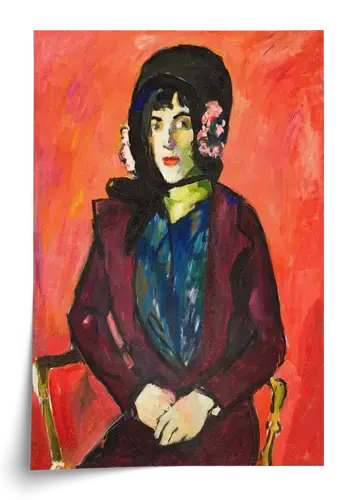 Seated Woman in Black Bonnet – Art Print