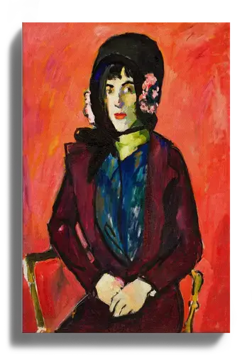 Seated Woman in Black Bonnet – Art Print