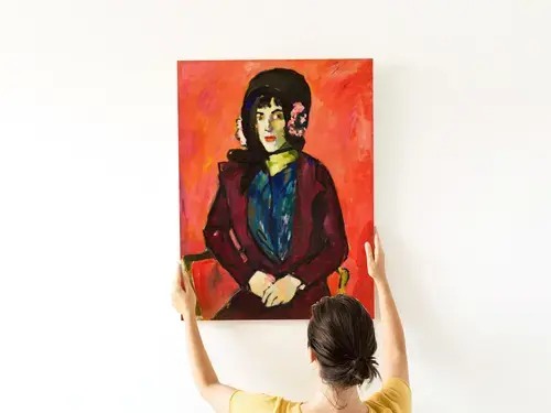 Seated Woman in Black Bonnet – Art Print