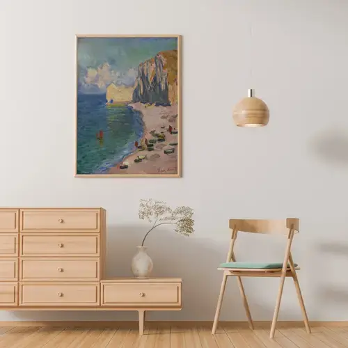 The Beach and Falaise d'Amont — Monet Art Print