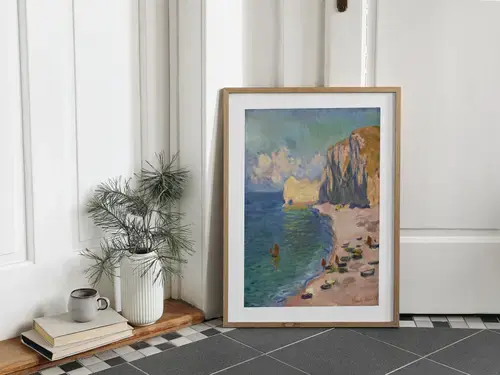 The Beach and Falaise d'Amont — Monet Art Print