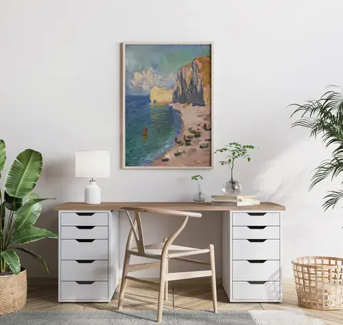 The Beach and Falaise d'Amont — Monet Art Print