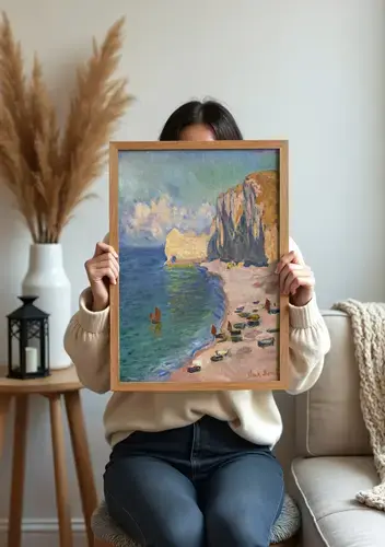 The Beach and Falaise d'Amont — Monet Art Print