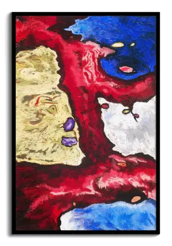 Abstract Red and Blue Textured Art Print