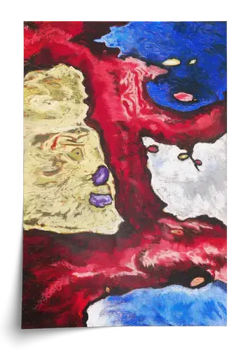 Abstract Red and Blue Textured Art Print