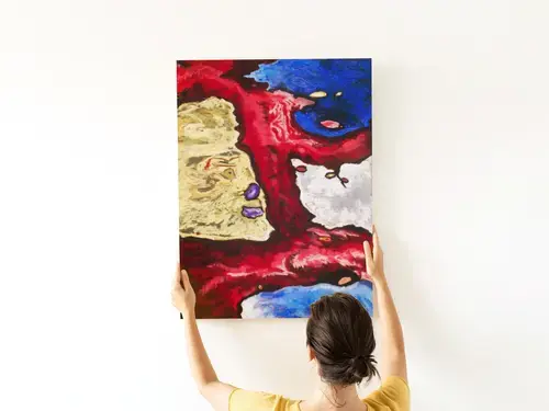 Abstract Red and Blue Textured Art Print