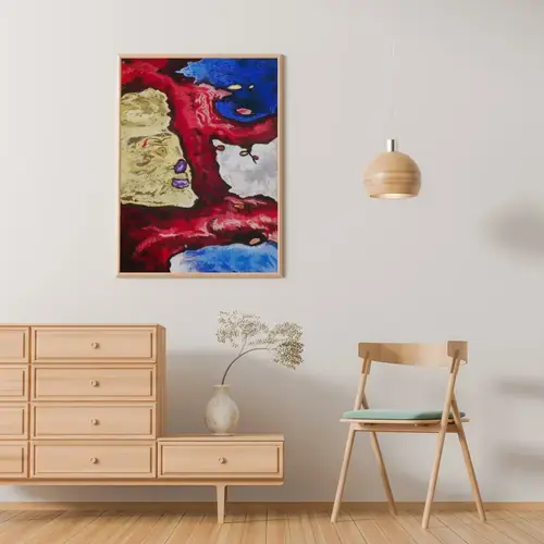 Abstract Red and Blue Textured Art Print