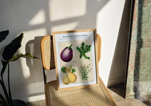 Aubergine, andijvie, kalebas & kruiden - aquarel