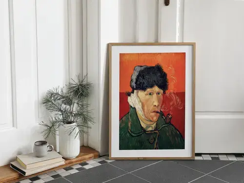 Kunstdruck Selbstbildnis mit Ohrverband & Pfeife