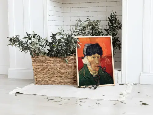 Kunstdruck Selbstbildnis mit Ohrverband & Pfeife