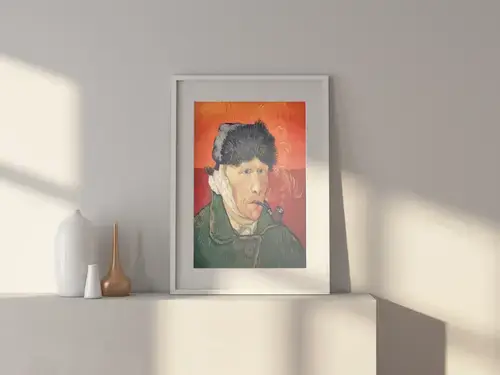 Kunstdruck Selbstbildnis mit Ohrverband & Pfeife