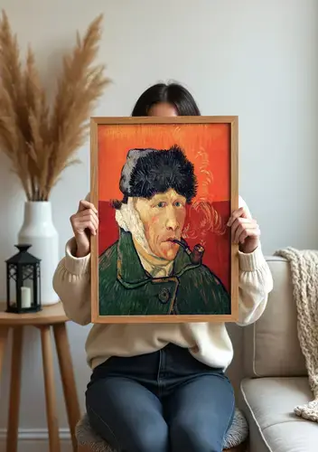 Kunstdruck Selbstbildnis mit Ohrverband & Pfeife