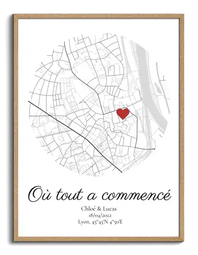 Carte personnalisée ronde "Là où tout a commencé"
