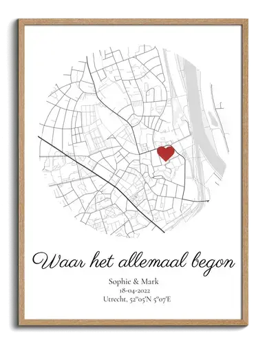 "Personalisierte Ronde Stadskaart - 'Waar het begon'"