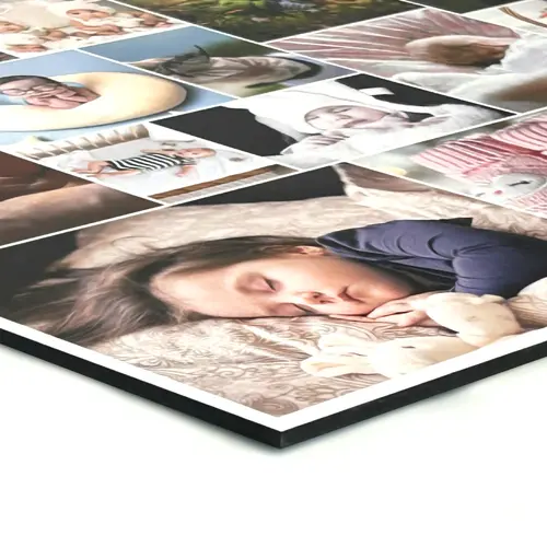 Fotocollage auf Hartschaumplatte: Detailansicht